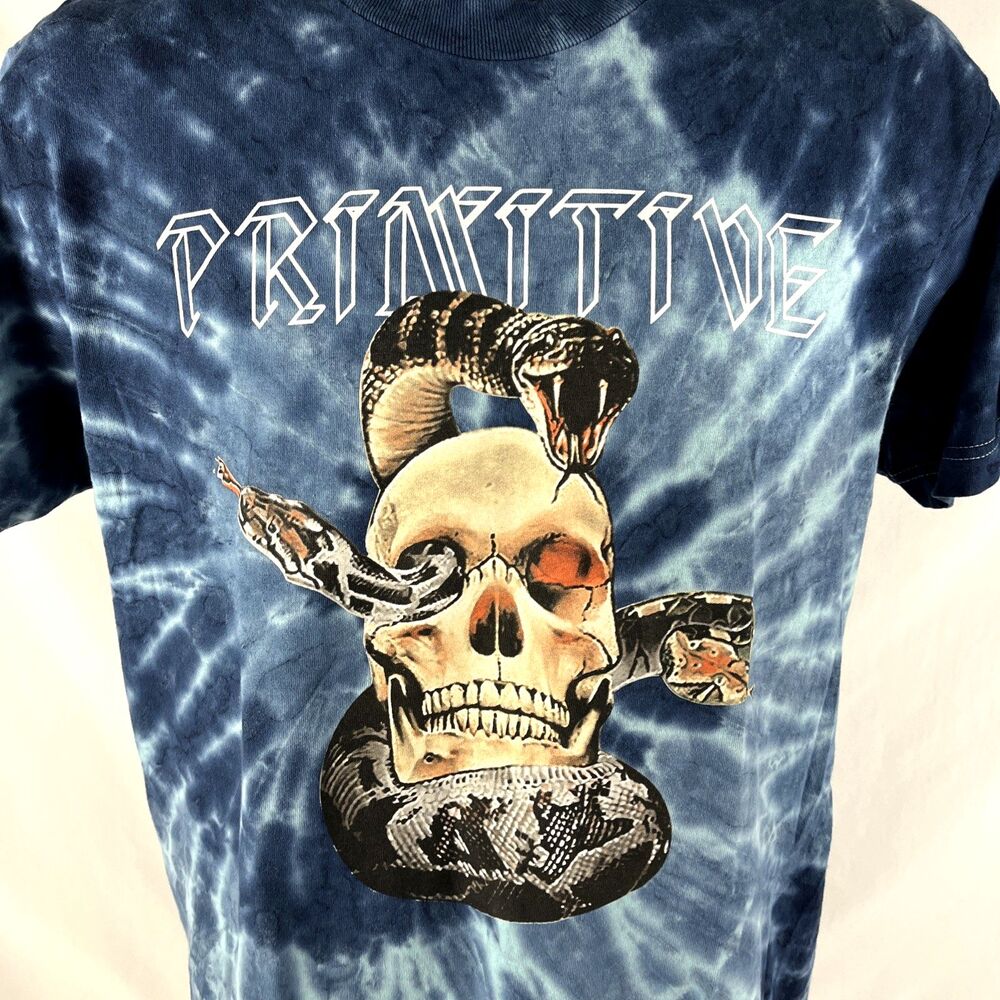 New Men’s Primitive World Tour Blue Tie Dye T-Shirt Sz S NWT Skateboarding - Picture 2 of 6